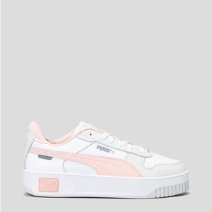 Puma Women’s Rose Pink and White Carina Platform Sneakers